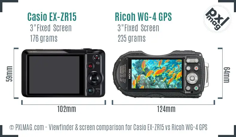 Casio EX-ZR15 vs Ricoh WG-4 GPS Screen and Viewfinder comparison