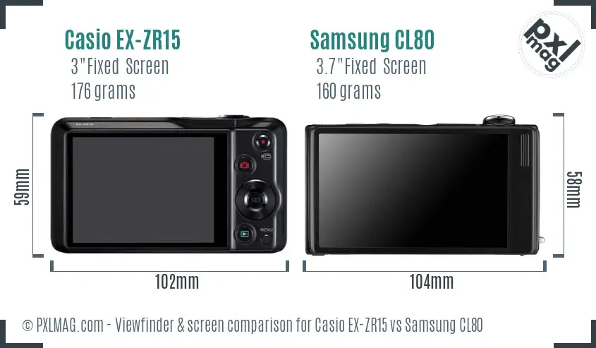 Casio EX-ZR15 vs Samsung CL80 Screen and Viewfinder comparison Casio EX-ZR15 vs Samsung CL80 Screen and Viewfinder comparison