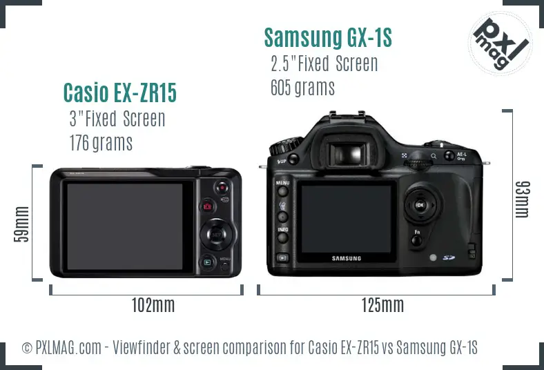 Casio EX-ZR15 vs Samsung GX-1S Screen and Viewfinder comparison