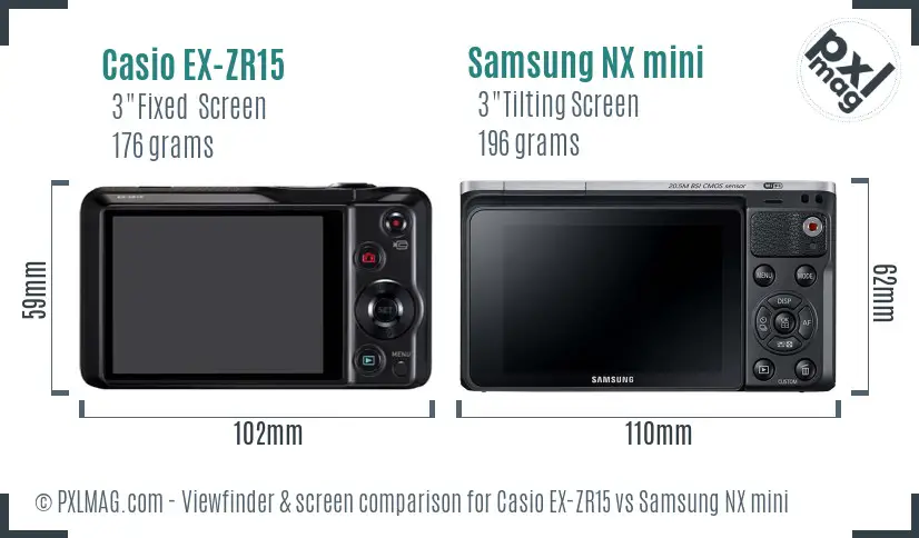 Casio EX-ZR15 vs Samsung NX mini Screen and Viewfinder comparison Casio EX-ZR15 vs Samsung NX mini Screen and Viewfinder comparison