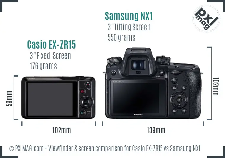 Casio EX-ZR15 vs Samsung NX1 Screen and Viewfinder comparison