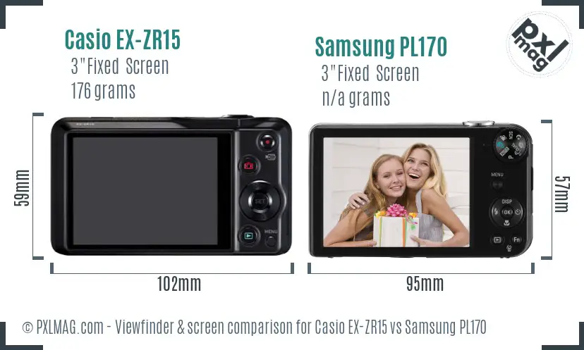 Casio EX-ZR15 vs Samsung PL170 Screen and Viewfinder comparison