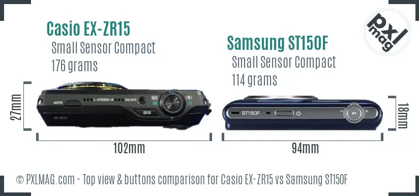 Casio EX-ZR15 vs Samsung ST150F top view buttons comparison