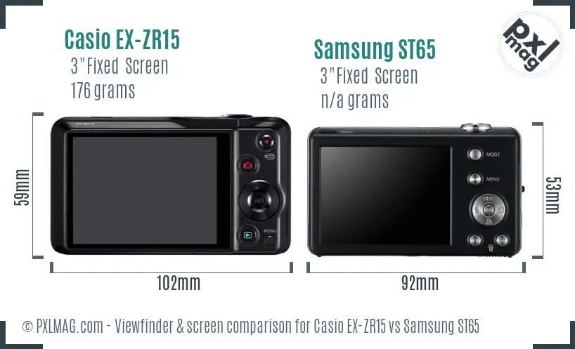 Casio EX-ZR15 vs Samsung ST65 Screen and Viewfinder comparison