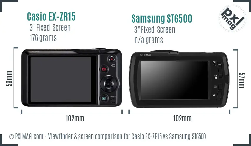 Casio EX-ZR15 vs Samsung ST6500 Screen and Viewfinder comparison