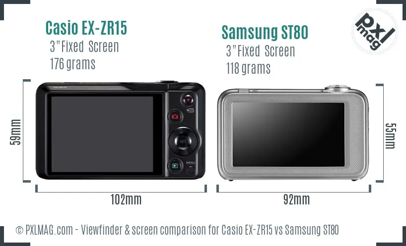Casio EX-ZR15 vs Samsung ST80 Screen and Viewfinder comparison