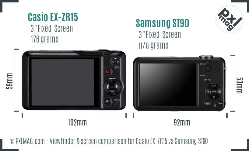 Casio EX-ZR15 vs Samsung ST90 Screen and Viewfinder comparison Casio EX-ZR15 vs Samsung ST90 Screen and Viewfinder comparison