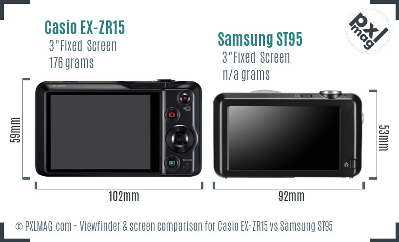 Casio EX-ZR15 vs Samsung ST95 Screen and Viewfinder comparison