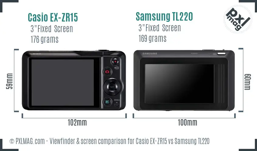 Casio EX-ZR15 vs Samsung TL220 Screen and Viewfinder comparison