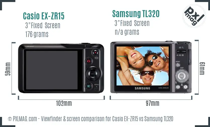 Casio EX-ZR15 vs Samsung TL320 Screen and Viewfinder comparison