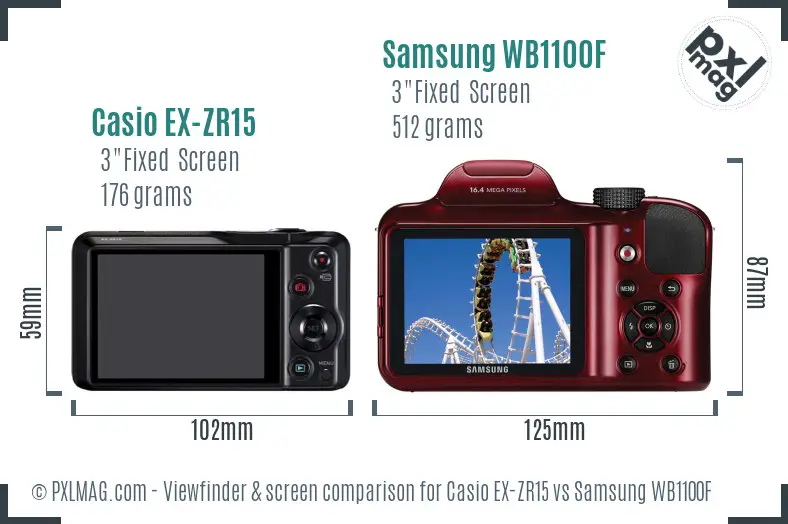 Casio EX-ZR15 vs Samsung WB1100F Screen and Viewfinder comparison