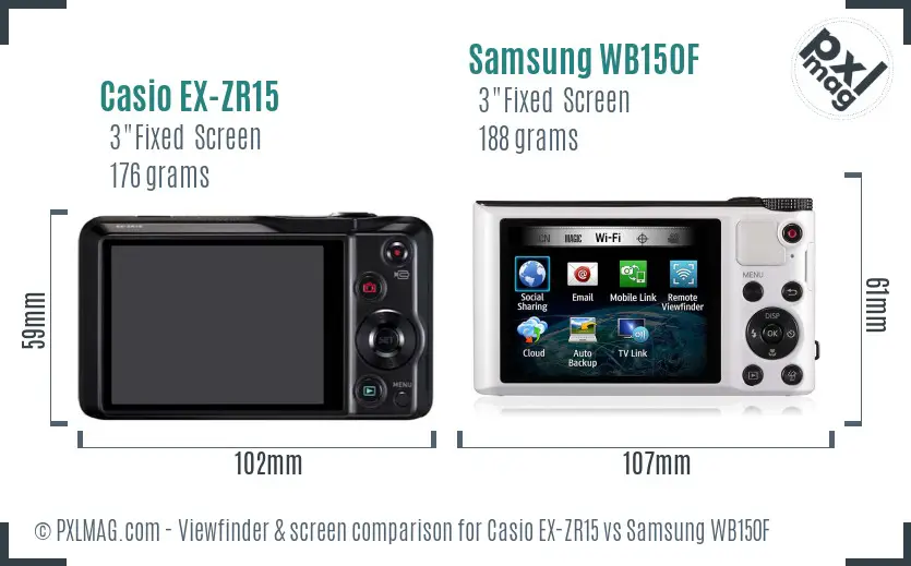 Casio EX-ZR15 vs Samsung WB150F Screen and Viewfinder comparison