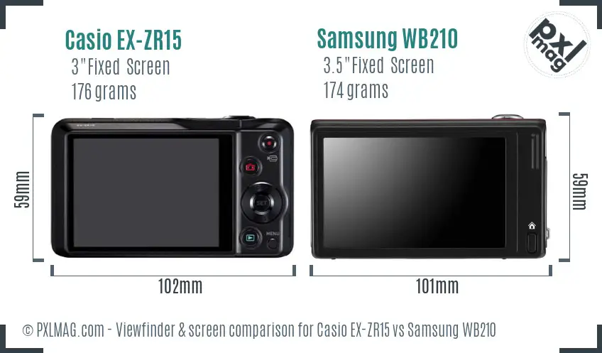 Casio EX-ZR15 vs Samsung WB210 Screen and Viewfinder comparison