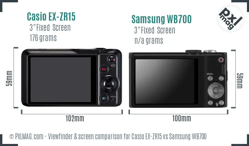 Casio EX-ZR15 vs Samsung WB700 Screen and Viewfinder comparison