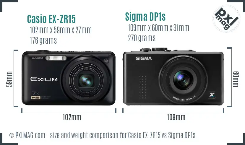 Casio EX-ZR15 vs Sigma DP1s size comparison