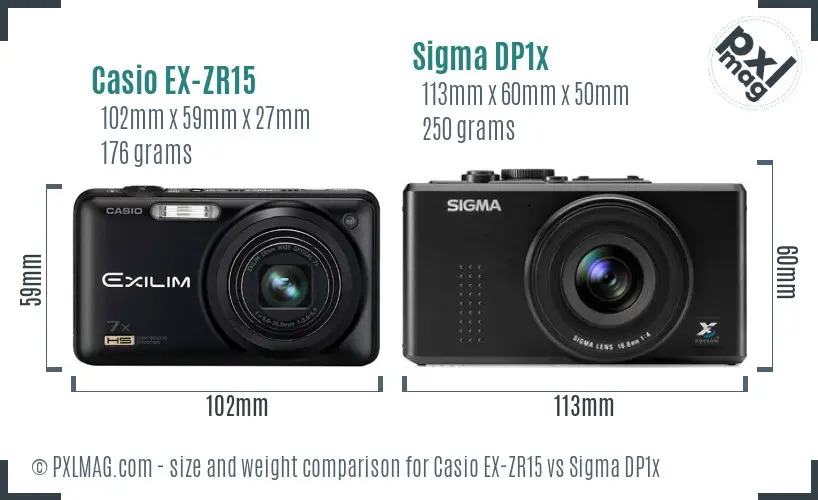 Casio EX-ZR15 vs Sigma DP1x size comparison