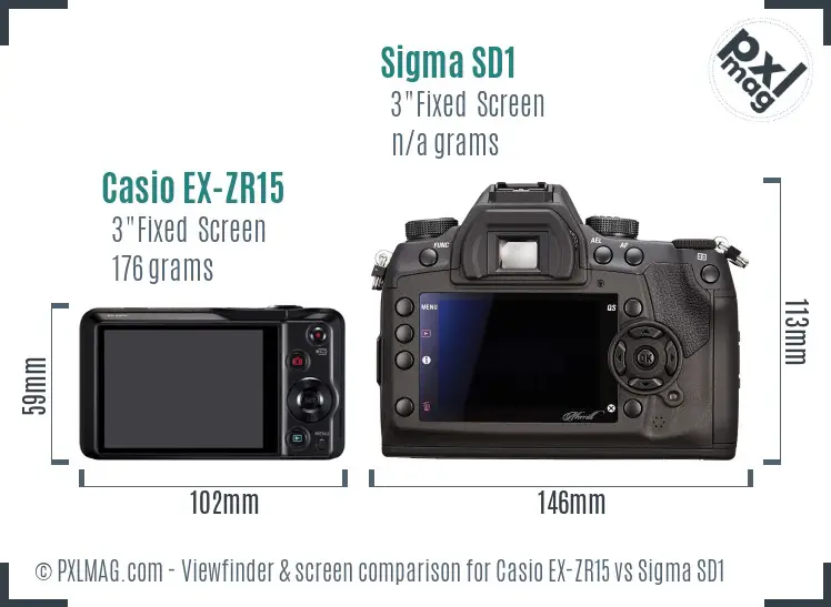 Casio EX-ZR15 vs Sigma SD1 Screen and Viewfinder comparison Casio EX-ZR15 vs Sigma SD1 Screen and Viewfinder comparison