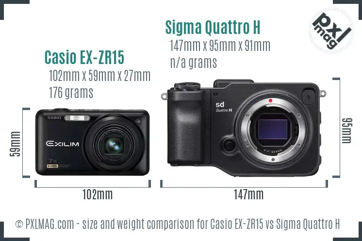 Casio EX-ZR15 vs Sigma Quattro H size comparison