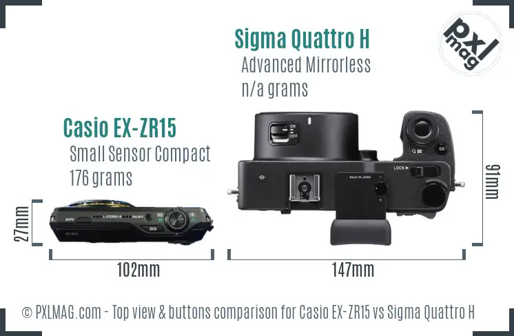 Casio EX-ZR15 vs Sigma Quattro H top view buttons comparison