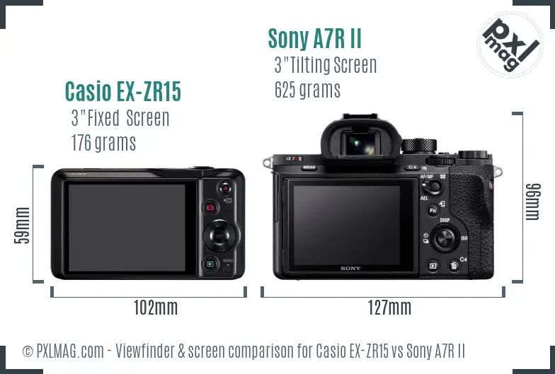 Casio EX-ZR15 vs Sony A7R II Screen and Viewfinder comparison Casio EX-ZR15 vs Sony A7R II Screen and Viewfinder comparison
