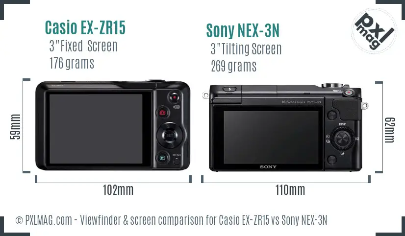 Casio EX-ZR15 vs Sony NEX-3N Screen and Viewfinder comparison Casio EX-ZR15 vs Sony NEX-3N Screen and Viewfinder comparison