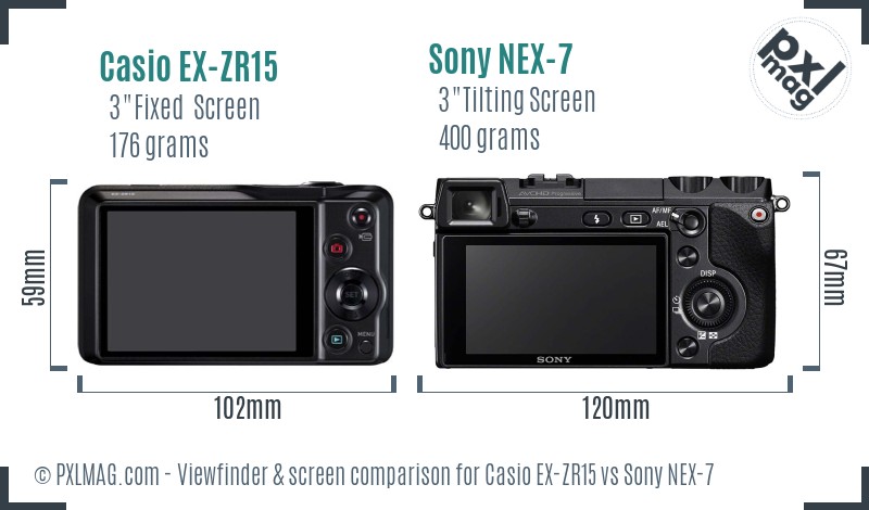 Casio EX-ZR15 vs Sony NEX-7 Screen and Viewfinder comparison