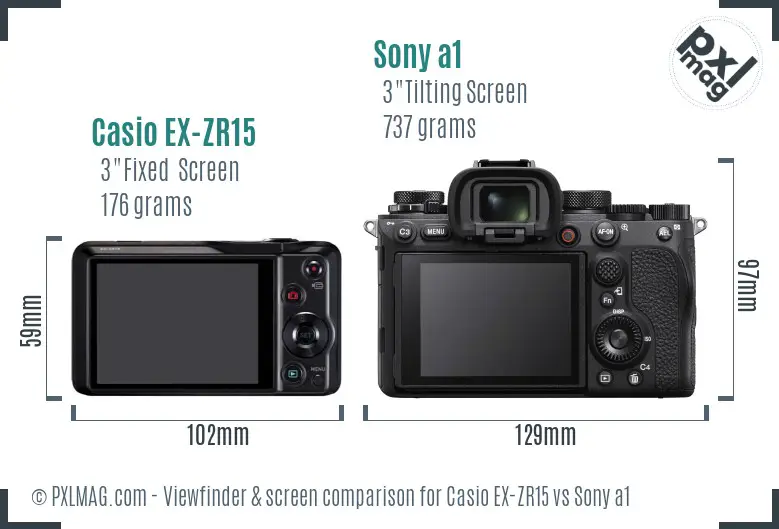 Casio EX-ZR15 vs Sony a1 Screen and Viewfinder comparison