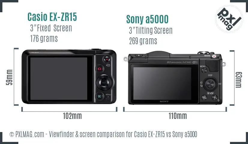 Casio EX-ZR15 vs Sony a5000 Screen and Viewfinder comparison Casio EX-ZR15 vs Sony a5000 Screen and Viewfinder comparison