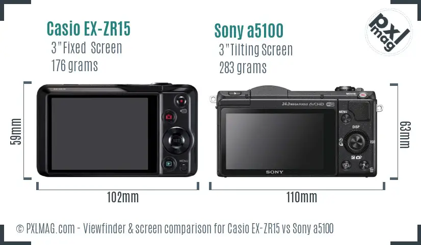 Casio EX-ZR15 vs Sony a5100 Screen and Viewfinder comparison