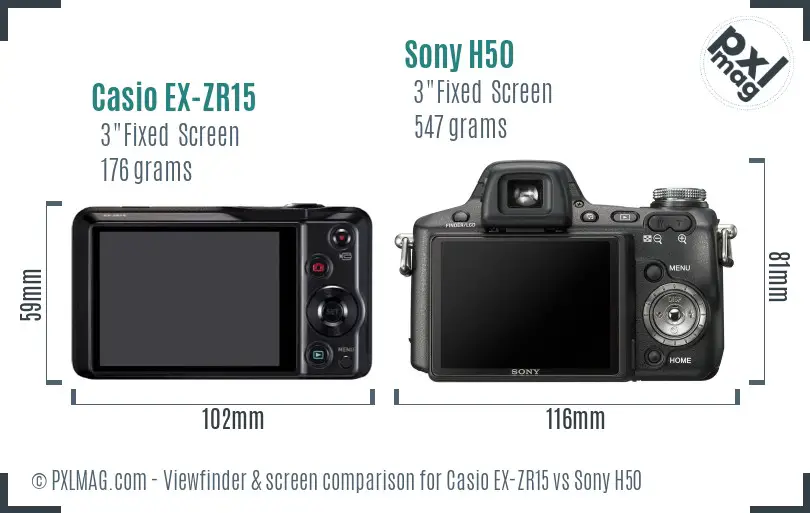 Casio EX-ZR15 vs Sony H50 Screen and Viewfinder comparison