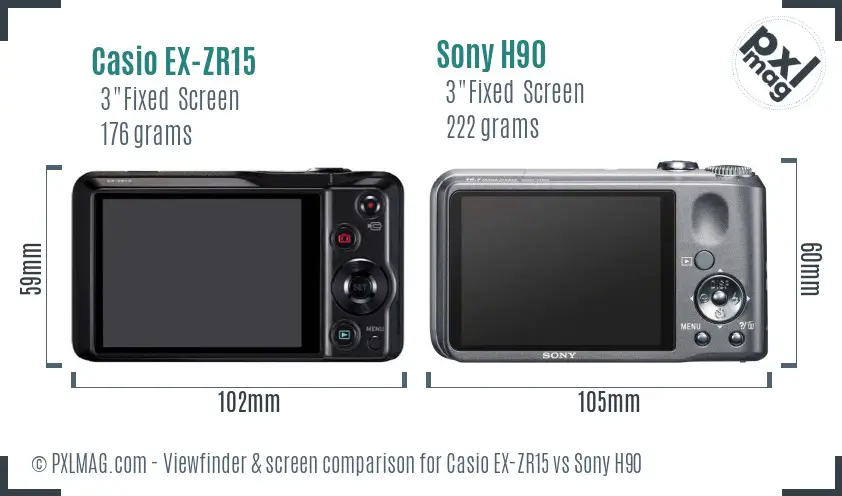 Casio EX-ZR15 vs Sony H90 Screen and Viewfinder comparison