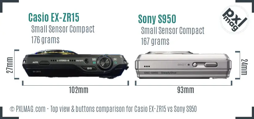 Casio EX-ZR15 vs Sony S950 top view buttons comparison