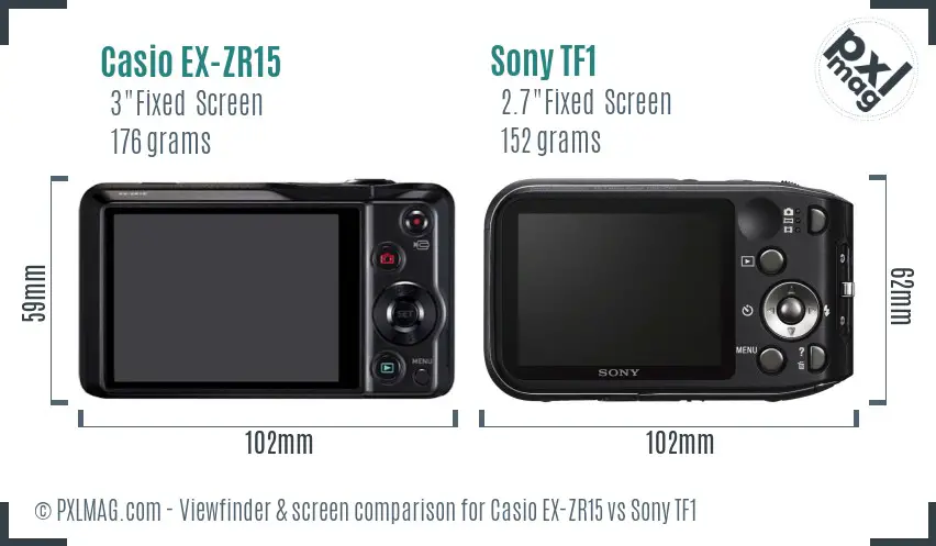 Casio EX-ZR15 vs Sony TF1 Screen and Viewfinder comparison