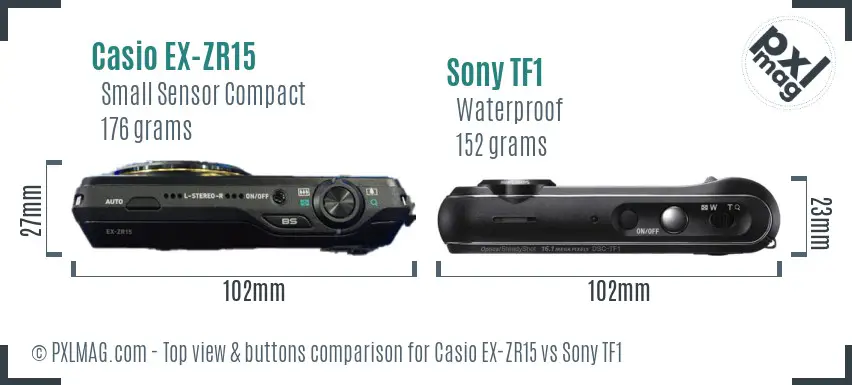 Casio EX-ZR15 vs Sony TF1 top view buttons comparison