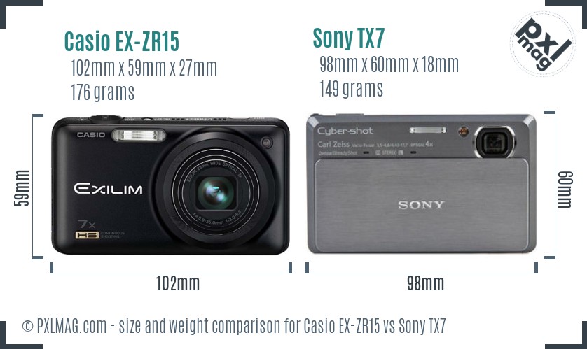 Casio EX-ZR15 vs Sony TX7 size comparison Casio EX-ZR15 vs Sony TX7 size comparison