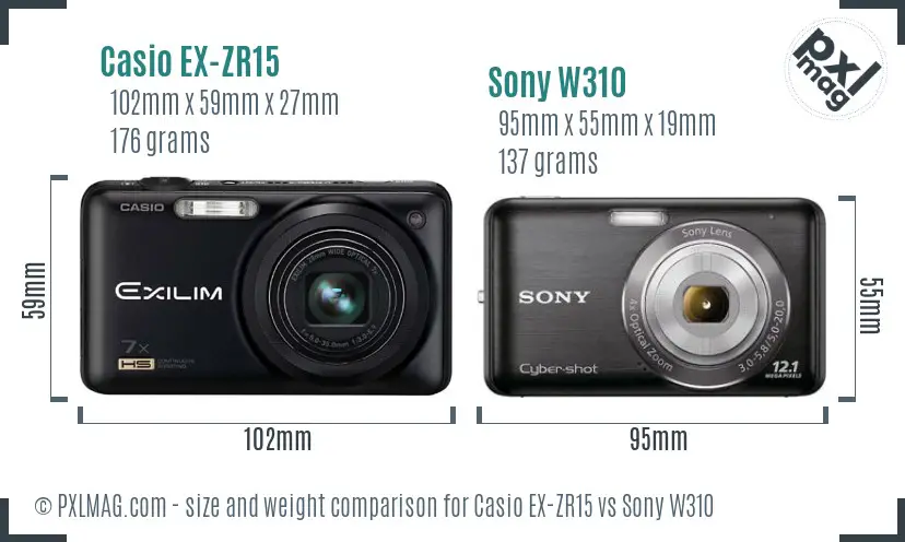 Casio EX-ZR15 vs Sony W310 size comparison Casio EX-ZR15 vs Sony W310 size comparison