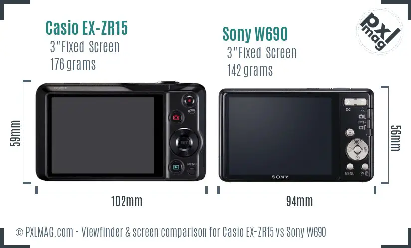 Casio EX-ZR15 vs Sony W690 Screen and Viewfinder comparison Casio EX-ZR15 vs Sony W690 Screen and Viewfinder comparison