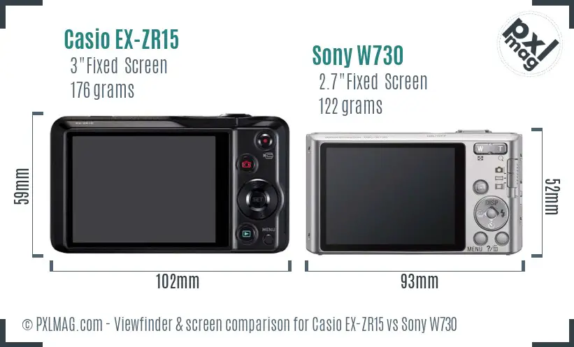 Casio EX-ZR15 vs Sony W730 Screen and Viewfinder comparison Casio EX-ZR15 vs Sony W730 Screen and Viewfinder comparison