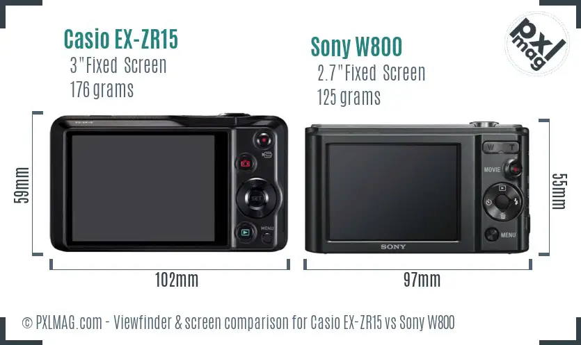 Casio EX-ZR15 vs Sony W800 Screen and Viewfinder comparison Casio EX-ZR15 vs Sony W800 Screen and Viewfinder comparison