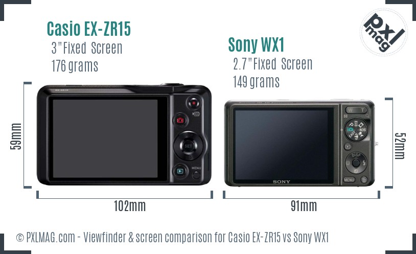 Casio EX-ZR15 vs Sony WX1 Screen and Viewfinder comparison