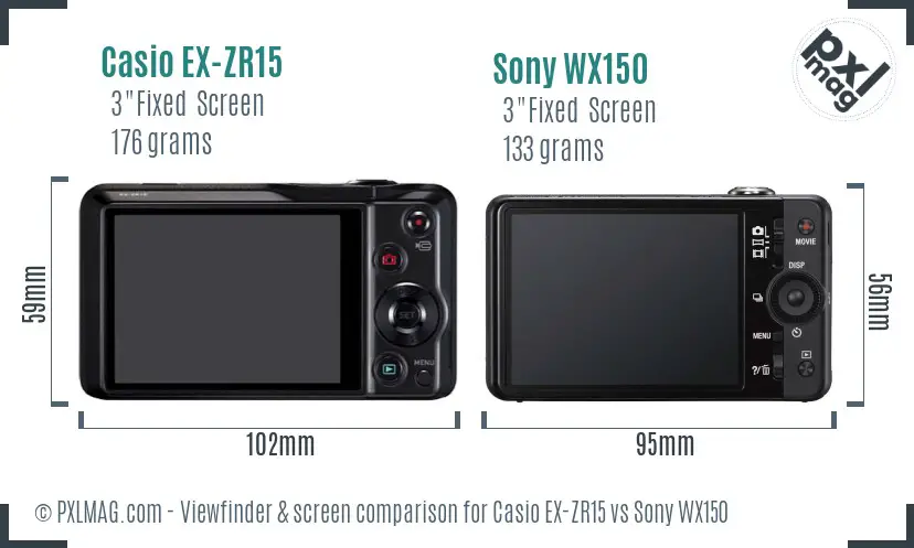 Casio EX-ZR15 vs Sony WX150 Screen and Viewfinder comparison Casio EX-ZR15 vs Sony WX150 Screen and Viewfinder comparison