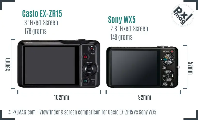 Casio EX-ZR15 vs Sony WX5 Screen and Viewfinder comparison