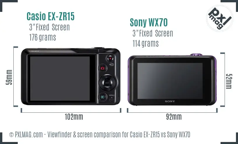 Casio EX-ZR15 vs Sony WX70 Screen and Viewfinder comparison Casio EX-ZR15 vs Sony WX70 Screen and Viewfinder comparison