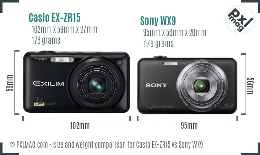Casio EX-ZR15 vs Sony WX9 size comparison Casio EX-ZR15 vs Sony WX9 size comparison