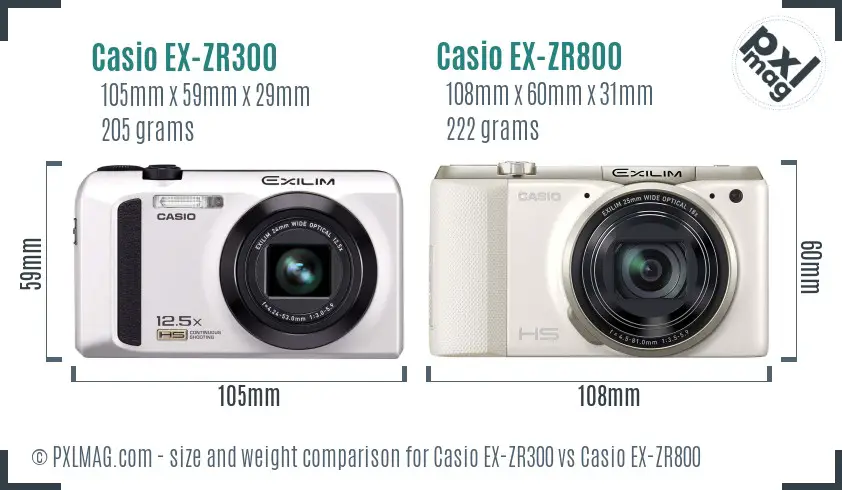 Casio EX-ZR300 vs Casio EX-ZR800 size comparison