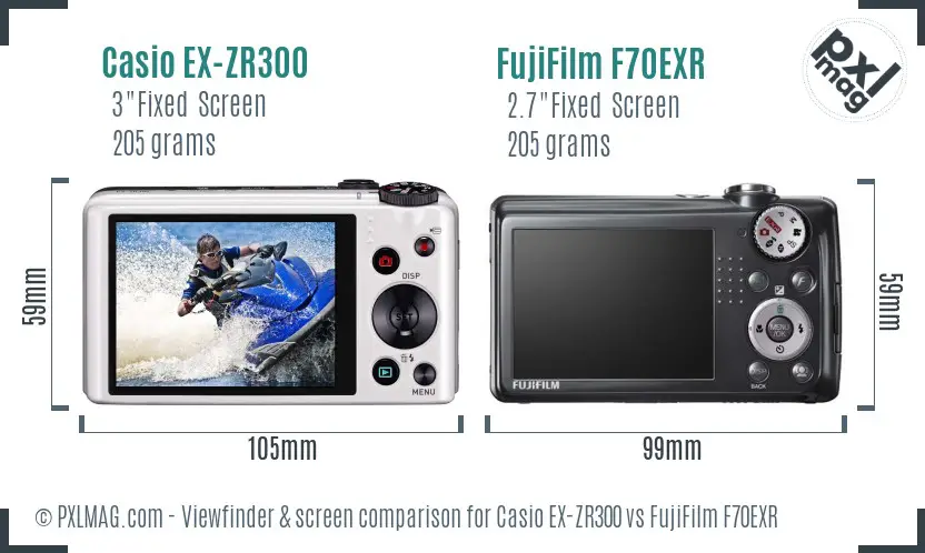 Casio EX-ZR300 vs FujiFilm F70EXR Screen and Viewfinder comparison Casio EX-ZR300 vs FujiFilm F70EXR Screen and Viewfinder comparison