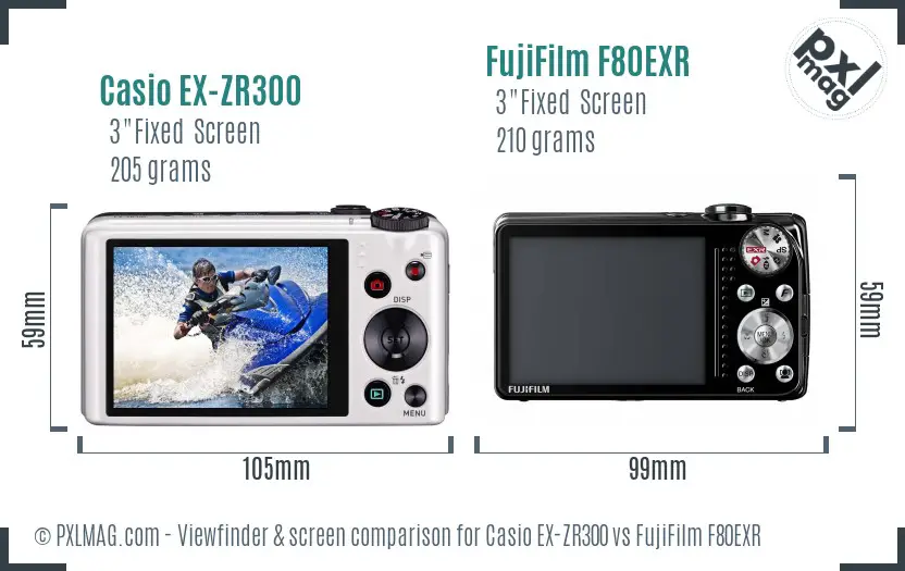 Casio EX-ZR300 vs FujiFilm F80EXR Screen and Viewfinder comparison Casio EX-ZR300 vs FujiFilm F80EXR Screen and Viewfinder comparison
