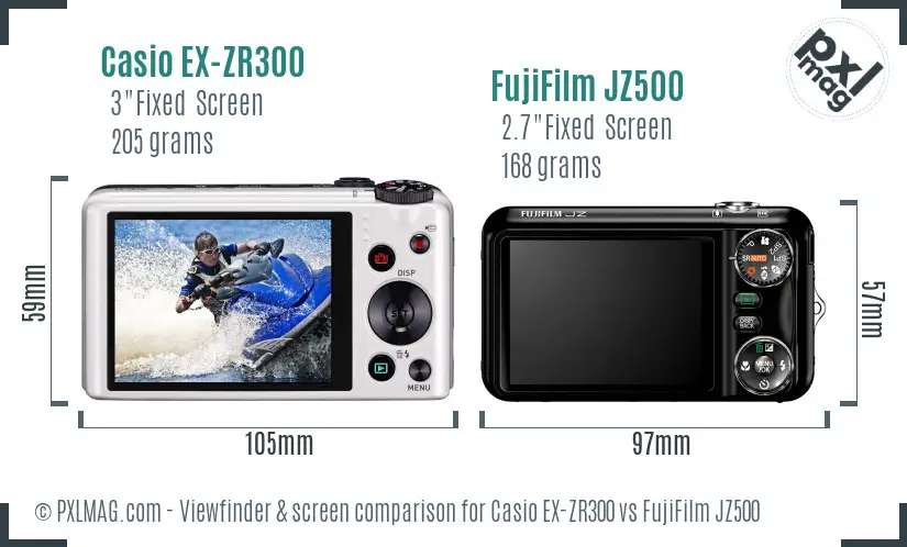 Casio EX-ZR300 vs FujiFilm JZ500 Screen and Viewfinder comparison Casio EX-ZR300 vs FujiFilm JZ500 Screen and Viewfinder comparison