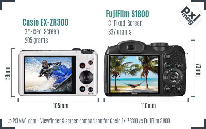Casio EX-ZR300 vs FujiFilm S1800 Screen and Viewfinder comparison Casio EX-ZR300 vs FujiFilm S1800 Screen and Viewfinder comparison