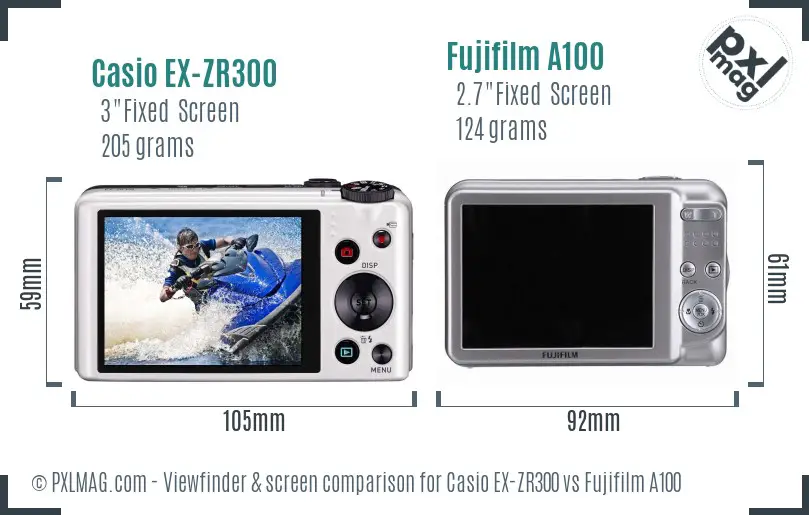 Casio EX-ZR300 vs Fujifilm A100 Screen and Viewfinder comparison